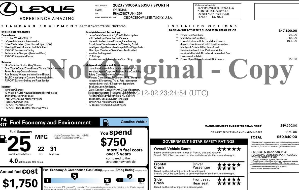 2023 Lexus ES ES 350 F SPORT Handling