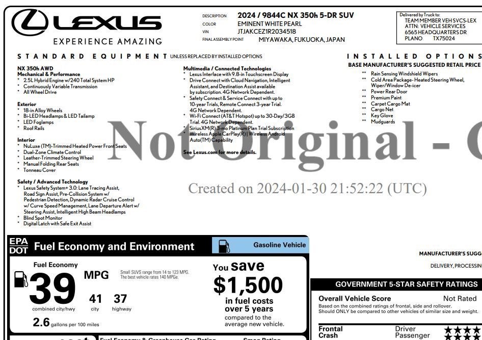 2024 Lexus NX NX 350h