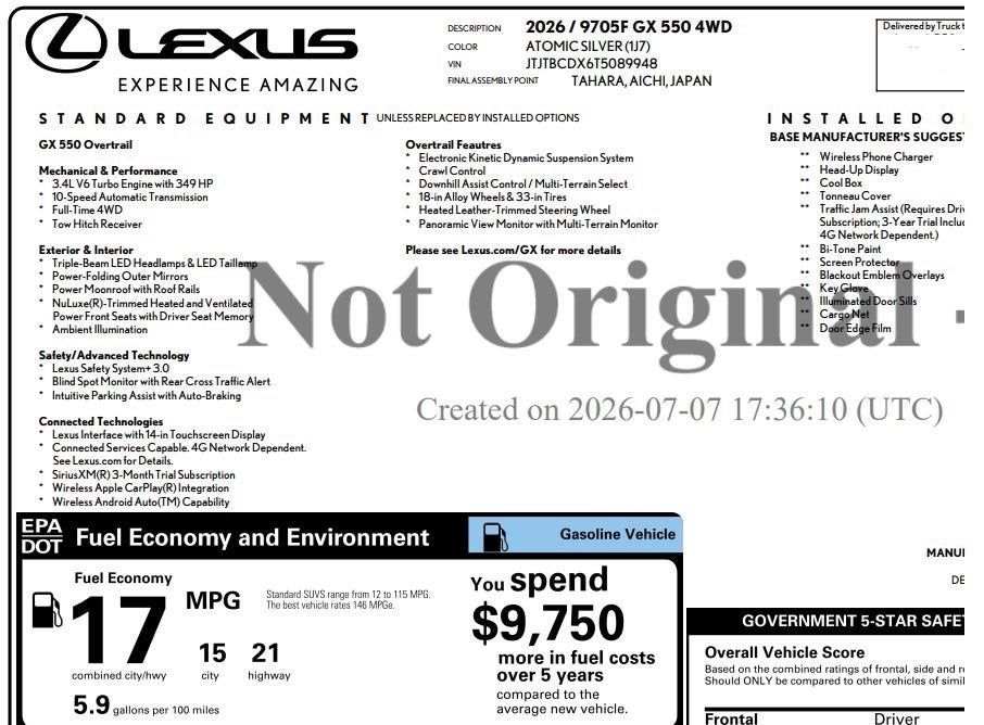 2026 Lexus GX GX 550 Premium